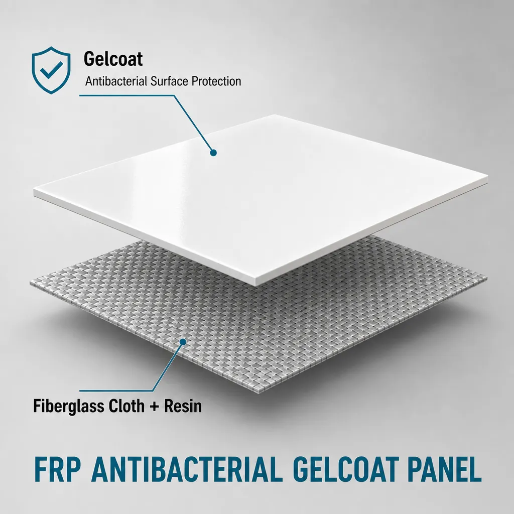 FRP antibacterial gelcoat panel structure diagram